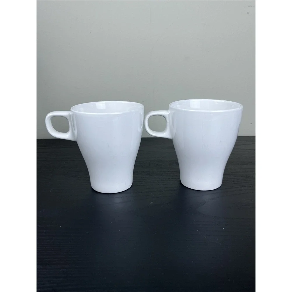 Set of 2 IKEA White Ceramic Stackable Coffee Tea Cups Mugs‎
